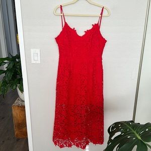 ASTR THE LABEL red lace midi dress